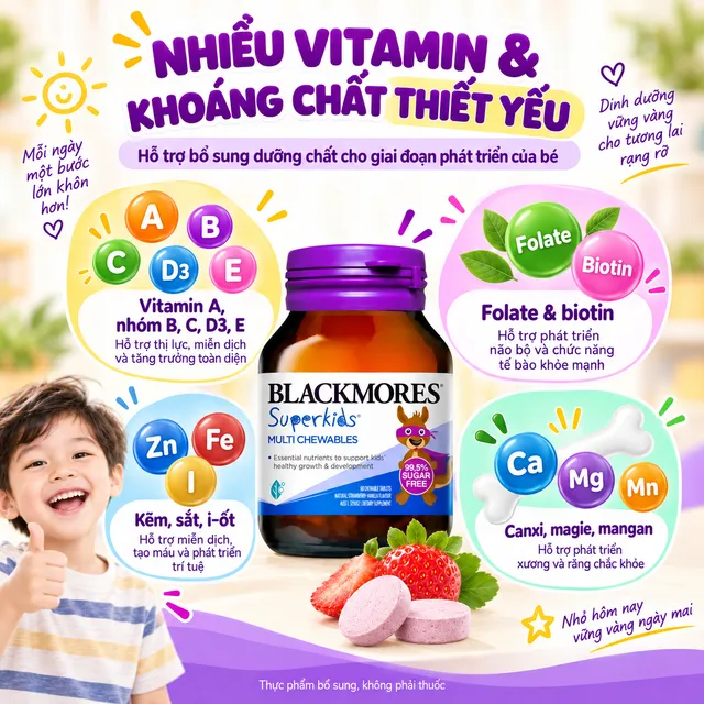 Phản hồi từ người d&ugrave;ng vi&ecirc;n nhai vitamin Blackmores Superkids Multi