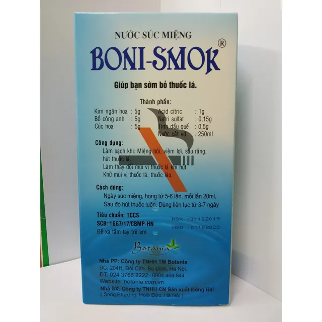 Nước S&uacute;c Miệng Cai sản phẩm hỗ trợ L&aacute; Boni-Smok