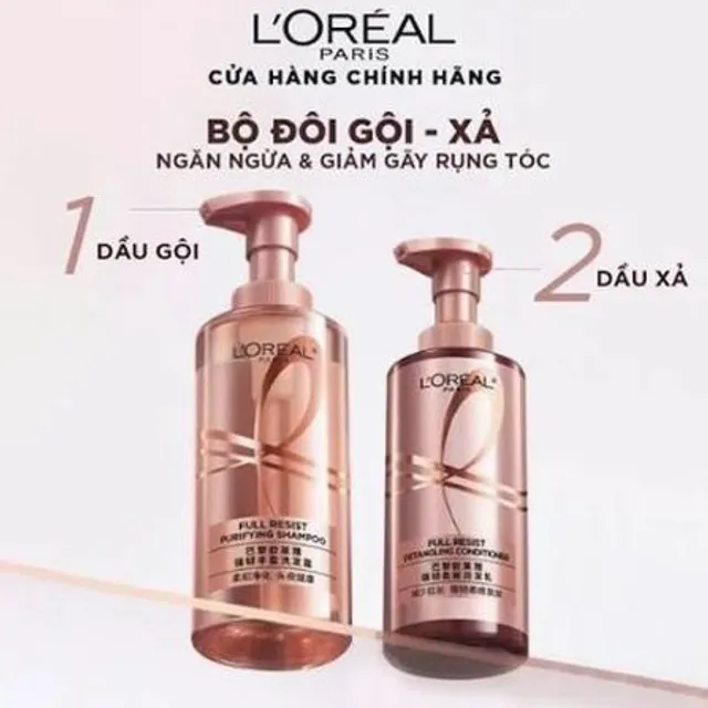 Cặp dầu gội + xả L'Oreal Giảm Gãy Rụng Tóc Giúp Tóc Chắc Khỏe 400mlx2