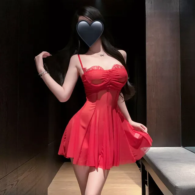 V&aacute;y Ngủ Ren Xuy&ecirc;n Thấu N295 Đỏ