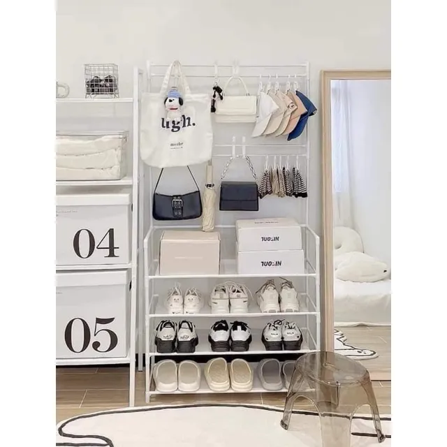 Kệ Chữ L 4 Tầng Để Gi&agrave;y D&eacute;p, Treo Quần &Aacute;o