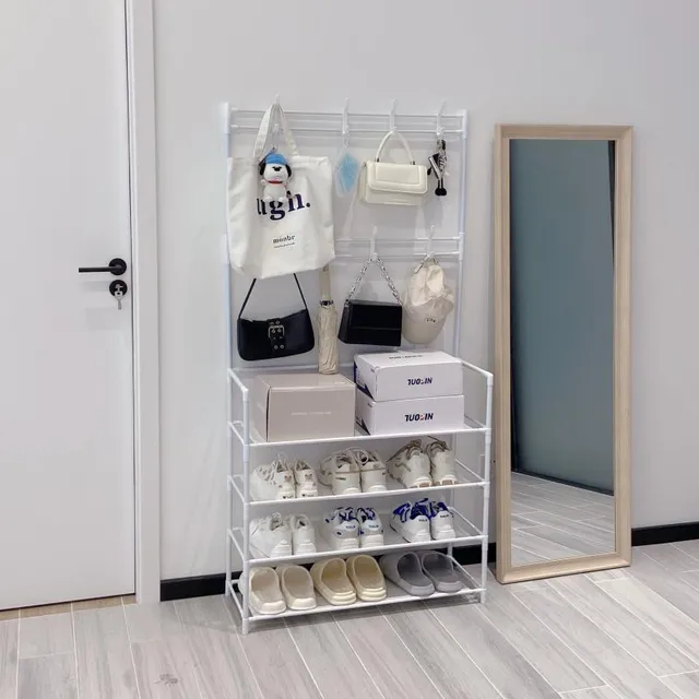 Kệ Chữ L 4 Tầng Để Gi&agrave;y D&eacute;p, Treo Quần &Aacute;o