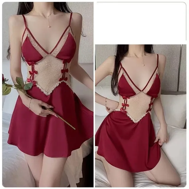 V&aacute;y Ngủ Sexy Phối Ren Ngực Hở Lưng