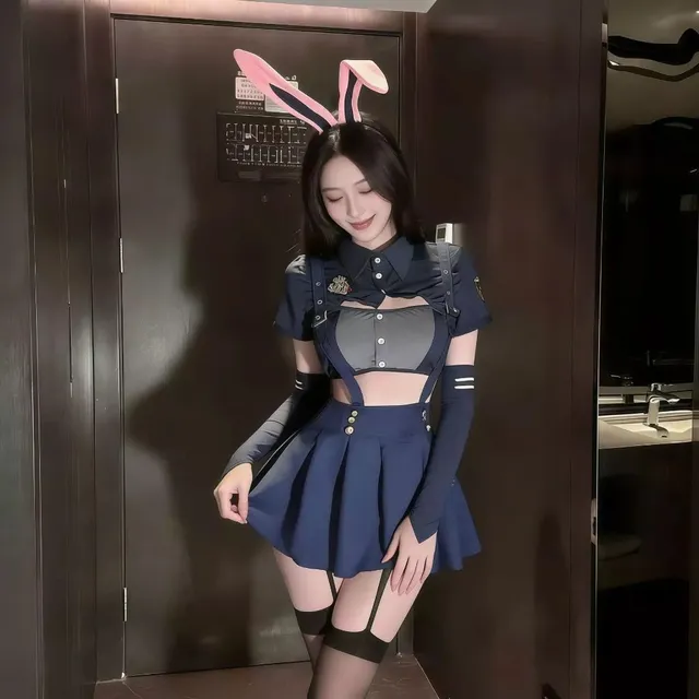 V&aacute;y Cosplay Thỏ Xếp Ly Phong C&aacute;ch Ho&agrave;ng Gia Sexy Đ&aacute;ng Y&ecirc;u