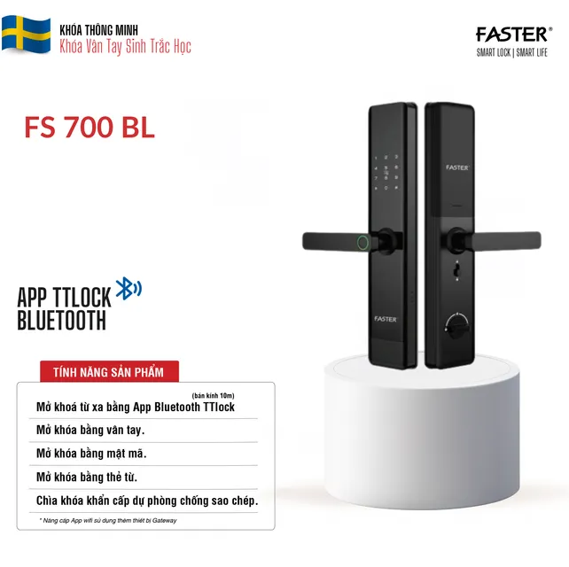 Kh&oacute;a cửa v&acirc;n tay Faster FS700 BL