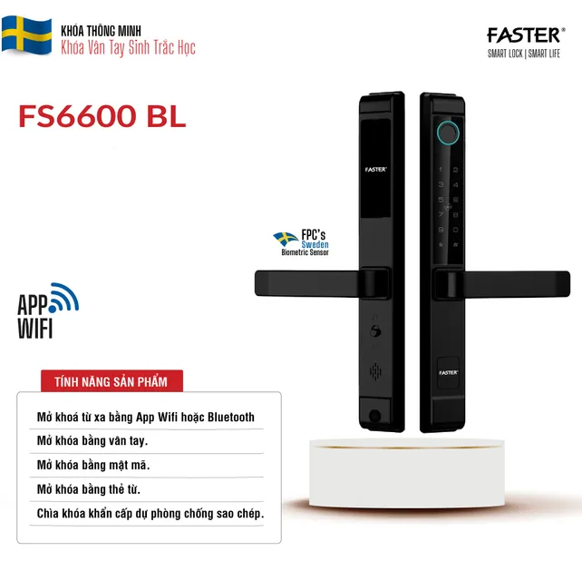 Kh&oacute;a v&acirc;n tay cửa nh&ocirc;m Faster FS6600 BL