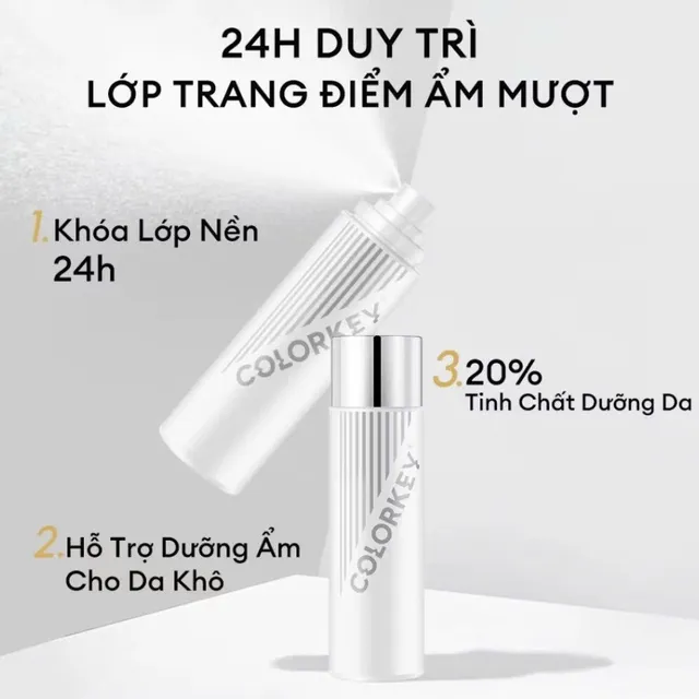 Xịt Kh&oacute;a Makeup Colorkey Trắng Dưỡng Ẩm