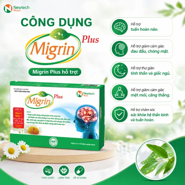 Ph&acirc;n t&iacute;ch c&aacute;c th&agrave;nh phần trong vi&ecirc;n uống Migrin Plus