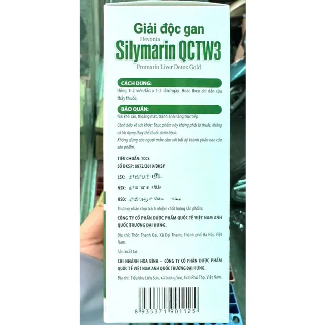 Giải độc gan Hevonia Silymarin