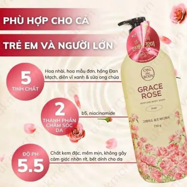Sữa Tắm On The Body Hương Grace Rose Chai 730ml