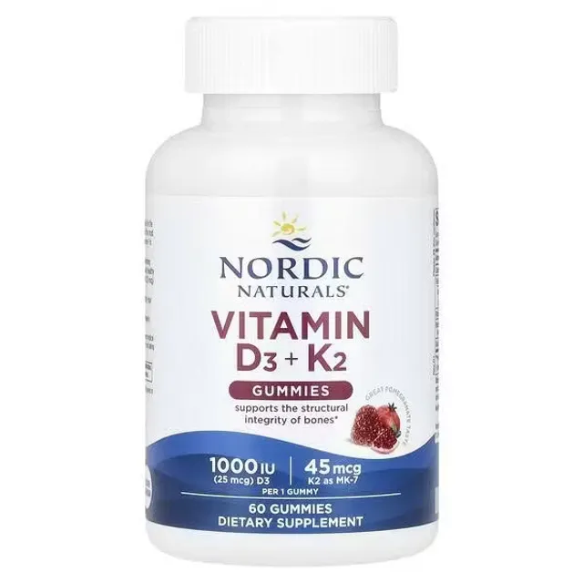Vitamin D3 K2 Nordic Naturals Pomegranate 60 Vi&ecirc;n Gummies