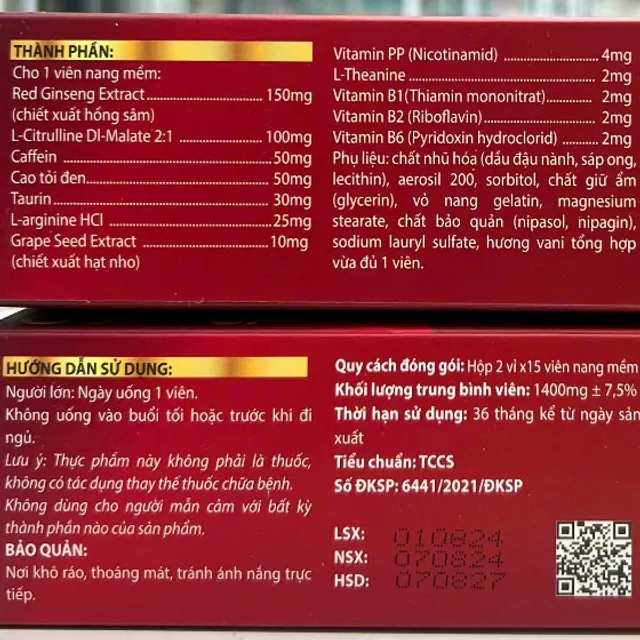 Vi&ecirc;n uống S&acirc;m Tăng Lực