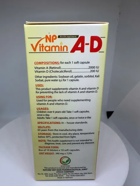 Vitamin AD - Hộp 100 vi&ecirc;n