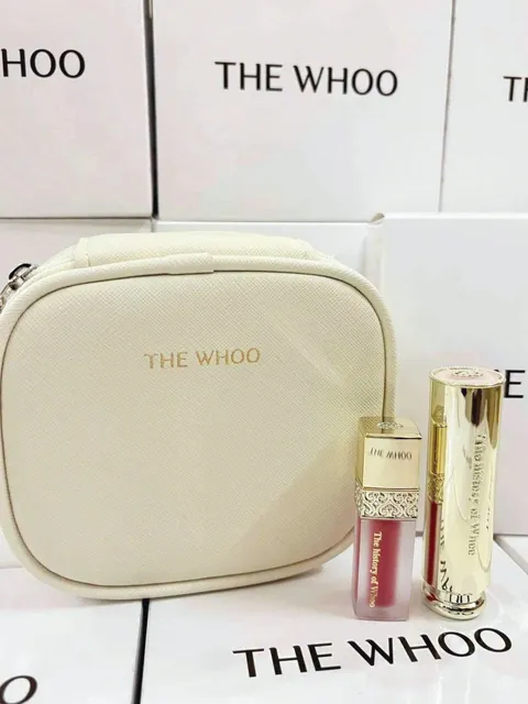 Set son whoo màu hồng ví trắng