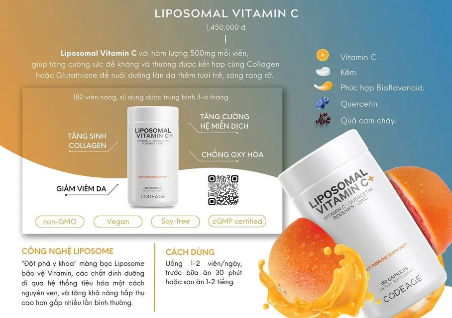 Vi&ecirc;n uống CodeAge Liposomal Vitamin C