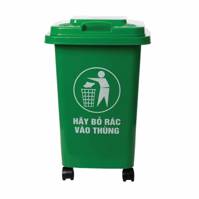 Th&ugrave;ng r&aacute;c 30L với b&aacute;nh xe di động