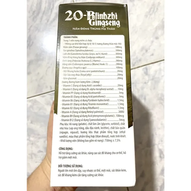 Quy c&aacute;ch đ&oacute;ng g&oacute;i của 20B Blinhzhi Ginseng