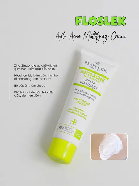 Kem Dưỡng Ẩm, Giảm Mụn Floslek Anti Acne Mattifying Cream
