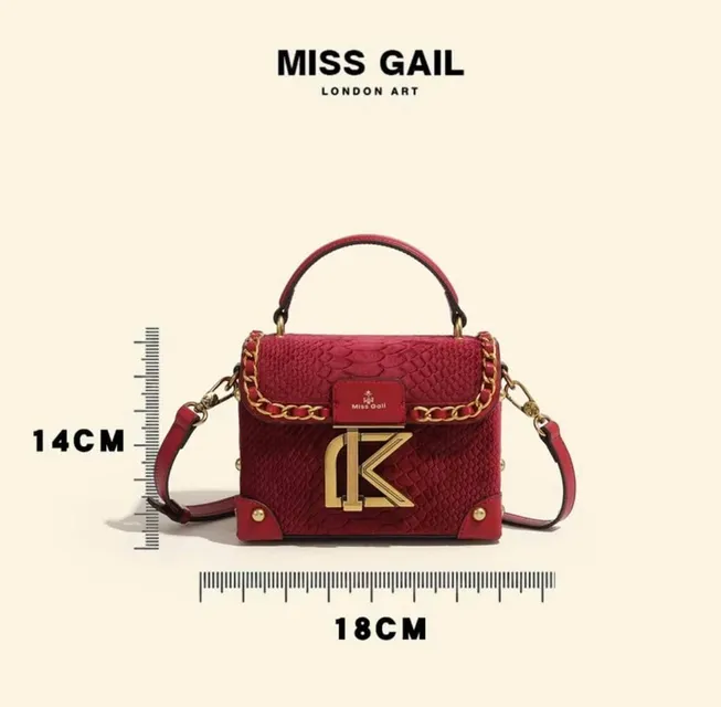 T&uacute;i cốp thương hiệu MISS GAIL nhung đỏ m&ugrave;a đ&ocirc;ng