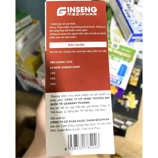 Th&agrave;nh phần sản phẩm GINSENG MEDIPHAR
