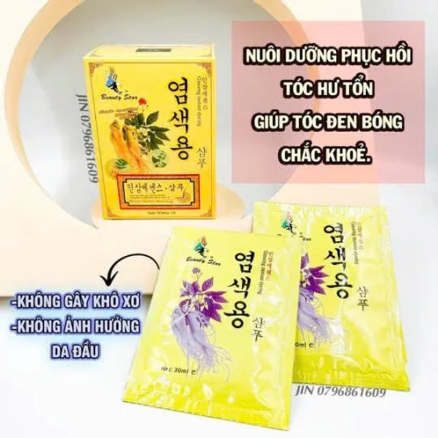 Gội đen t&oacute;c với nh&acirc;n s&acirc;m