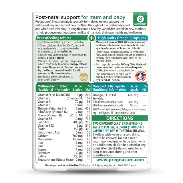 Vitabiotics Pregnacare Breast Feeding - sản phẩm hỗ trợ sức khỏe cho mẹ v&agrave; b&eacute;