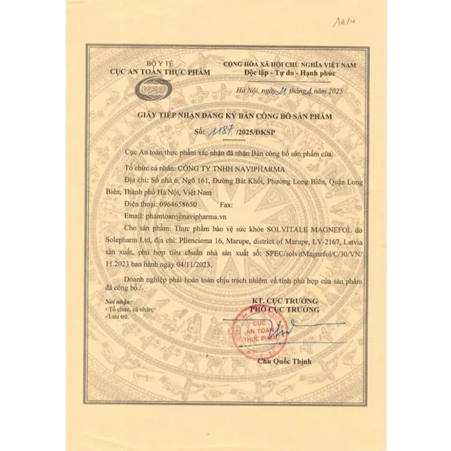 Th&agrave;nh phần Vi&ecirc;n uống Magie Solvitale