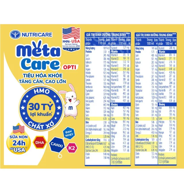 Lốc 4 hộp sữa bột pha sẵn Nutricare Metacare Opti