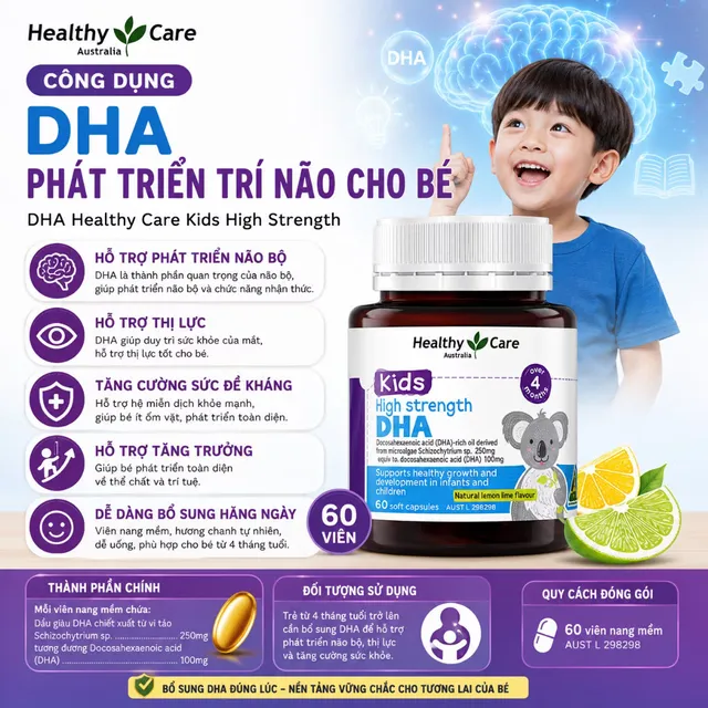Sản phẩm DHA Healthy Care &Uacute;c cho trẻ