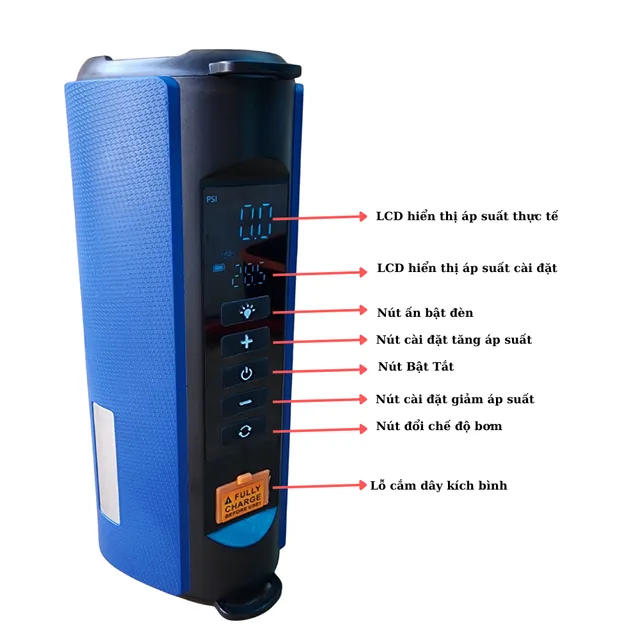 Bơm Lốp K&iacute;ch B&igrave;nh &ocirc; T&ocirc; 4 Trong 1