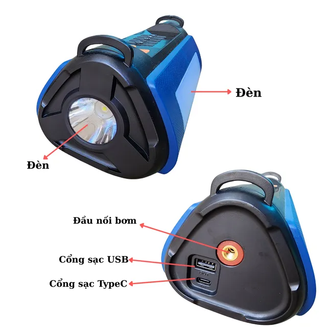 Bơm Lốp K&iacute;ch B&igrave;nh &ocirc; T&ocirc; 4 Trong 1