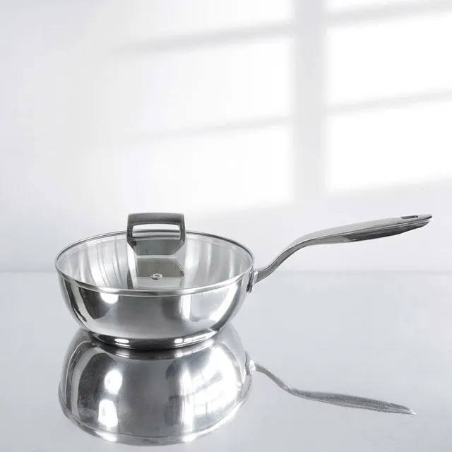 Chảo inox 316 đ&uacute;c liền khối, s&acirc;u l&ograve;ng, C&oacute; Nắp Haatz