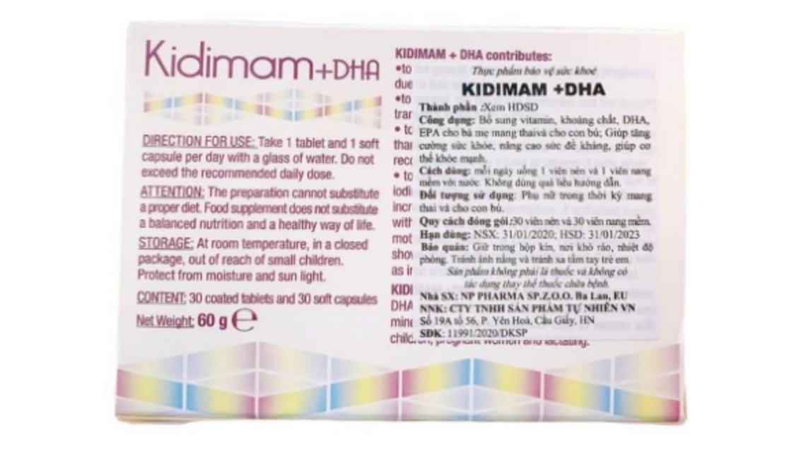 Th&agrave;nh phần của Kidimam DHA