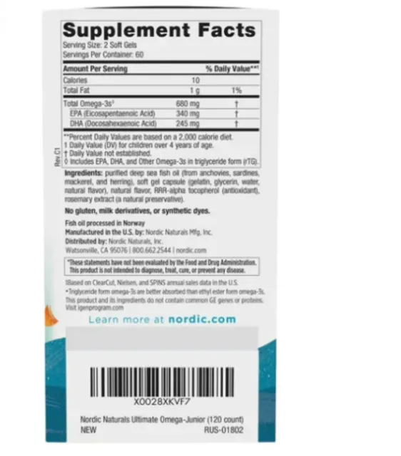 Th&agrave;nh phần Nordic Naturals Ultimate Omega Junior