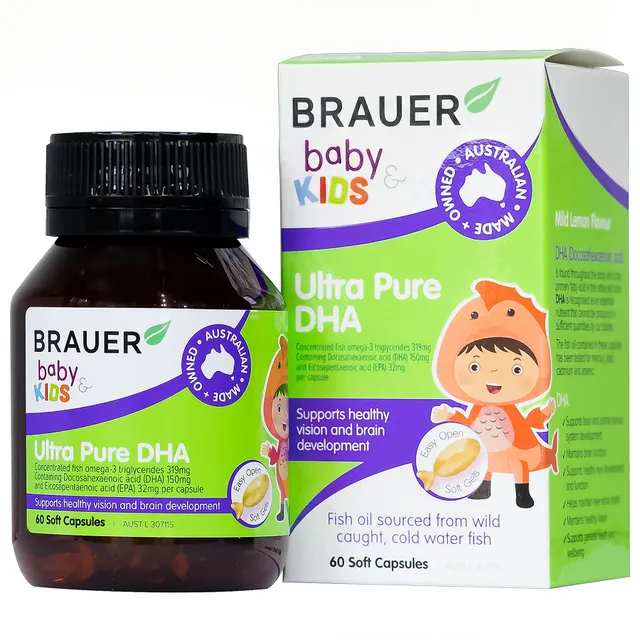 (Hàng nhập khẩu) Viên uống Brauer Baby & Kids Ultra Pure DHA hỗ trợ não ...