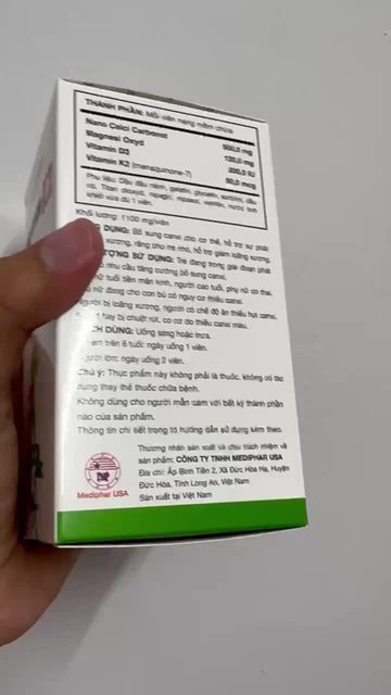 Vi&ecirc;n uống Calci Nano K2 Mediphar