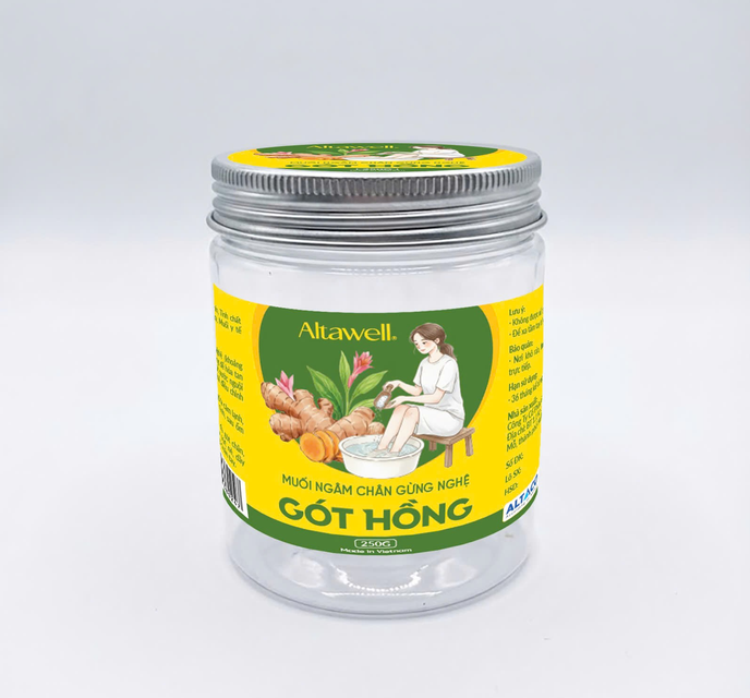 Muối ng&acirc;m ch&acirc;n gừng nghệ G&oacute;t hồng Altawell Hộp 250g