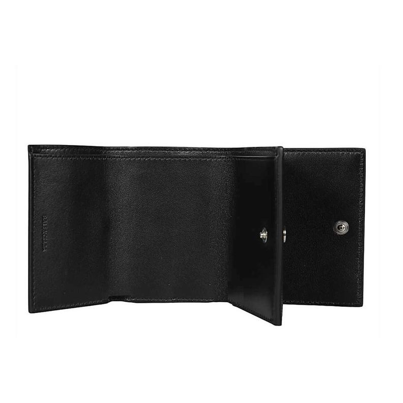 Ví Da Nam Balenciaga Mini B Leather Trifold WalletBlack