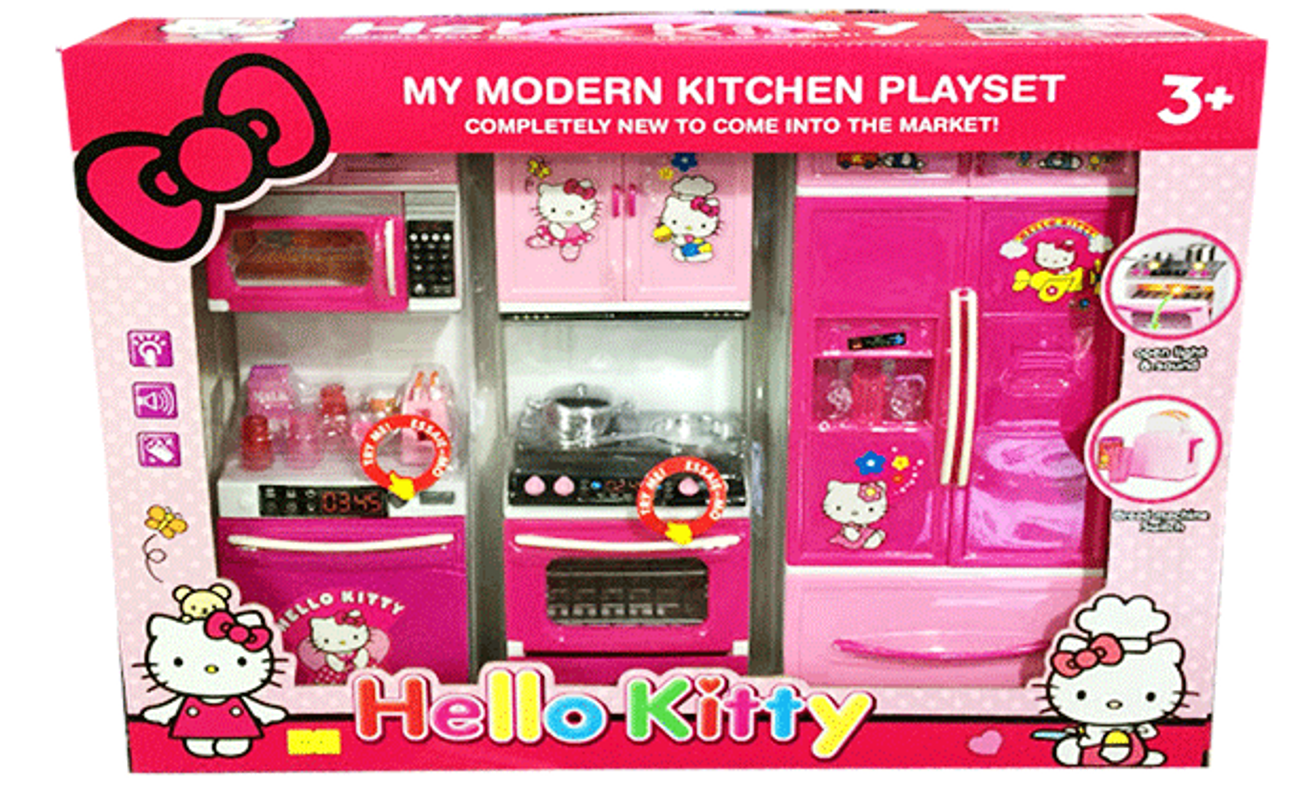 Bộ sưu tập đồ chơi nhà bếp nấu ăn Hello Kitty sẽ khiến bé yêu của bạn không thể rời mắt. Tham gia vào thế giới ma mị và đầy phấn khích của Hello Kitty trong nhà bếp và trải nghiệm những giây phút vui nhộn.