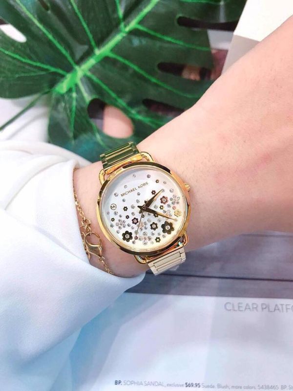 Michael Kors Stainless Steel Ladies Watch  MK3841 Portia Fixed Bezel White  Dial with Flower Pave Crystal Rose Gold Watch  Lazada PH