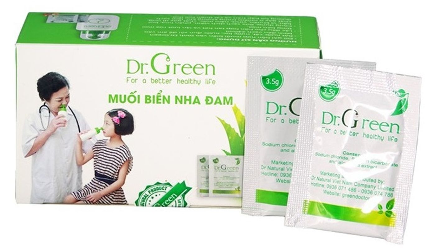 Quy cách sản phẩm Muối Rửa Mũi Dr.Green hộp 30 gói