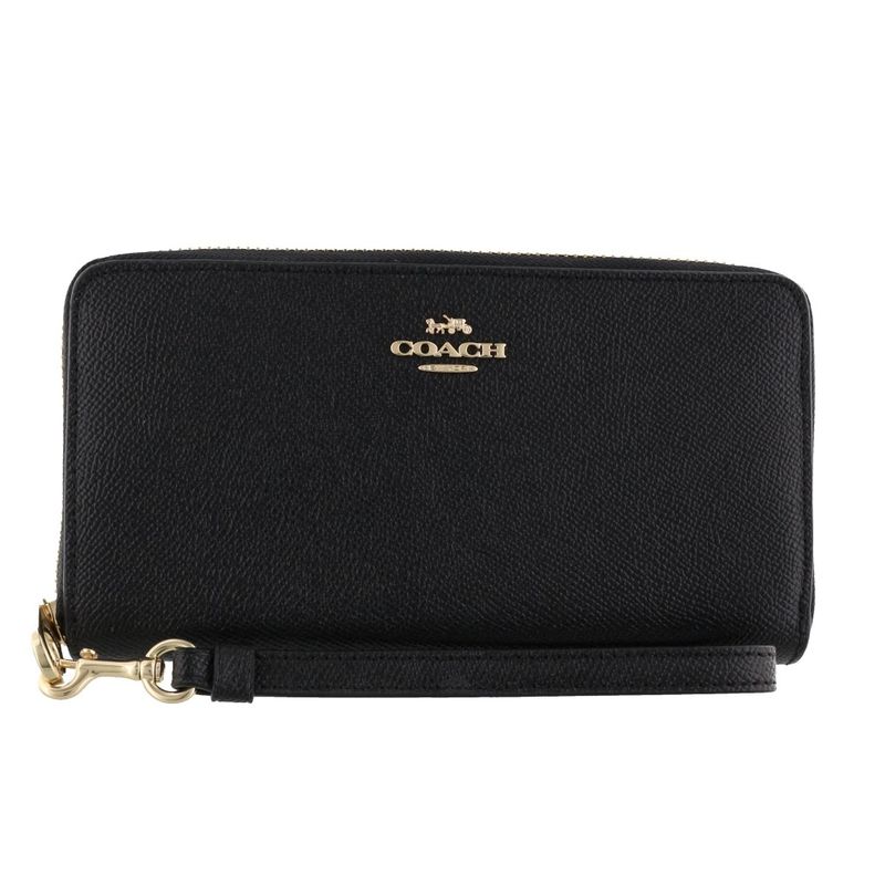 Ví Coach Long Zip Around Wallet In Pebbled Leather Gold/Midnight