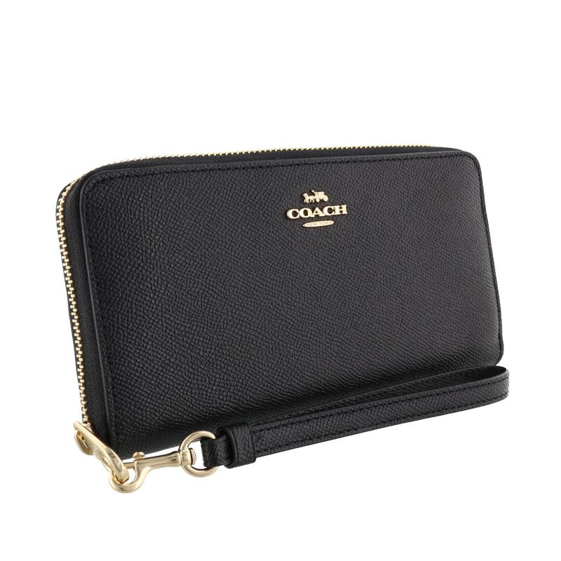 Ví Coach Long Zip Around Wallet In Pebbled Leather Gold/Midnight