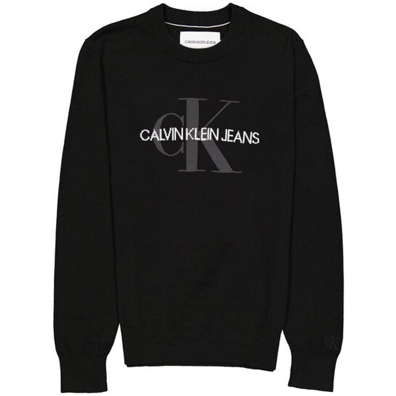 Áo Nam Calvin Klein Men's Black Organic Cotton Monogram Pullover Sweater