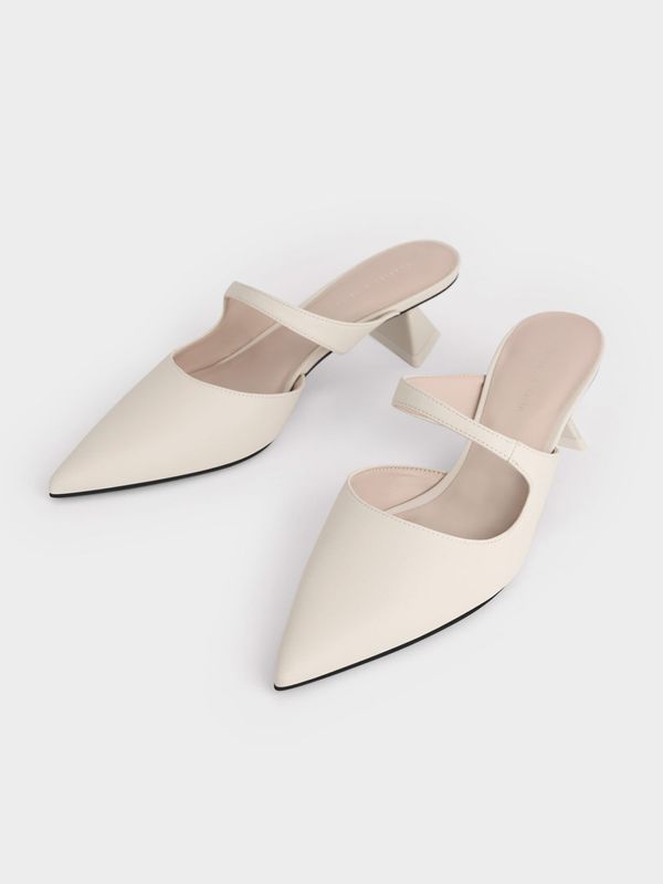 Giày Cao Gót Charles u0026 Keith Asymmetric Sculptural Heel Pumps CK1-61720118  Chalk