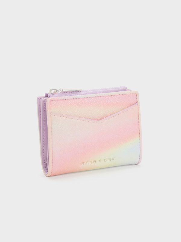 Ví Charles & Keith Cayce Holographic Short Wallet CK6-10840502 Pearl