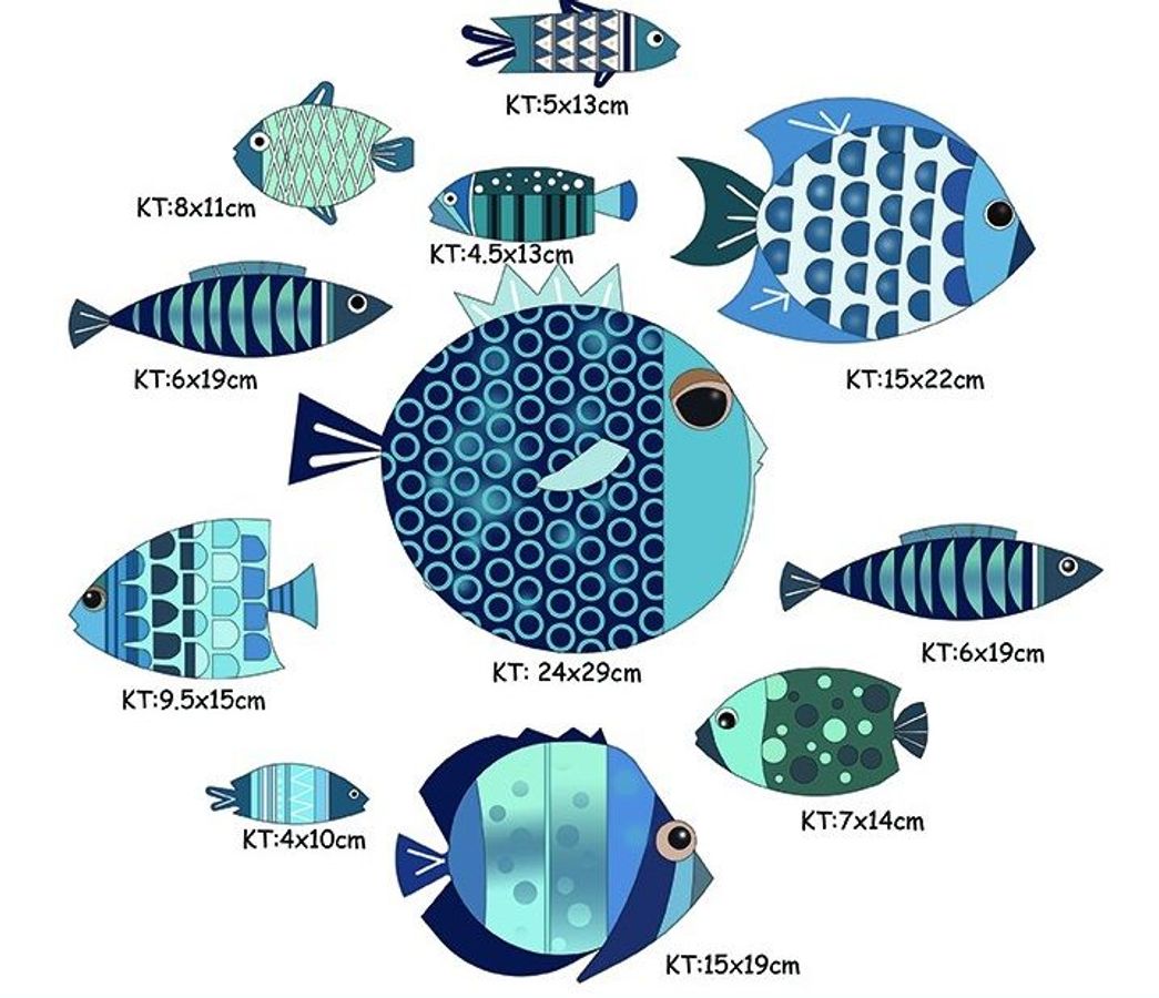 Tranh Cá Decor Dán Tường The Little Blue Fishes