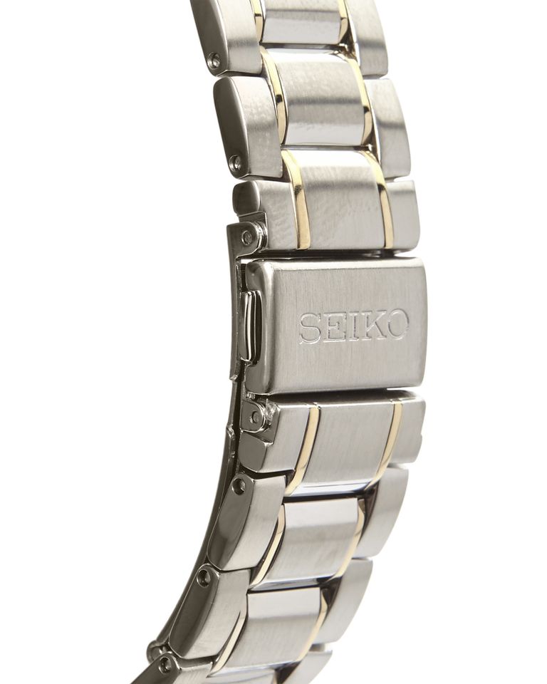 Đồng hồ Seiko Solar SNE166 có dây bằng thép không gỉ 2 tone màu bạc và vàng