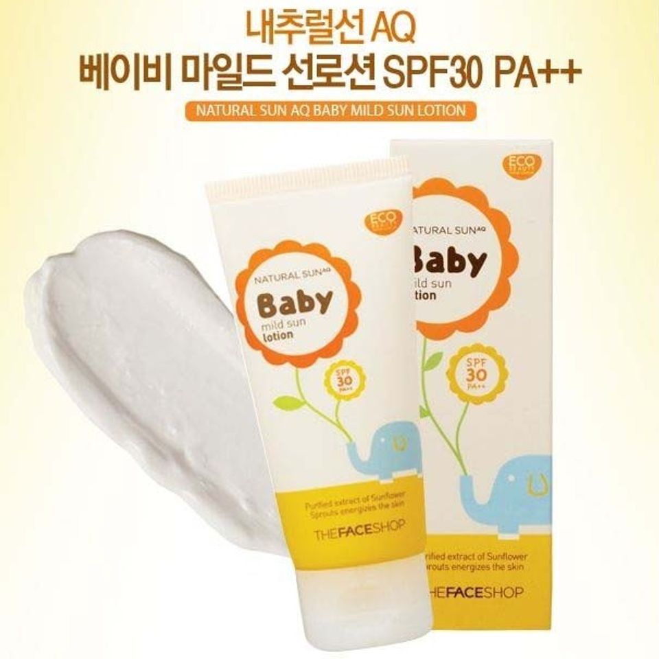 Kem chống nắng The Face Shop Natural Sun Eco Mild Baby Sun Cream có khả năng chống nắng hiệu quả cao
