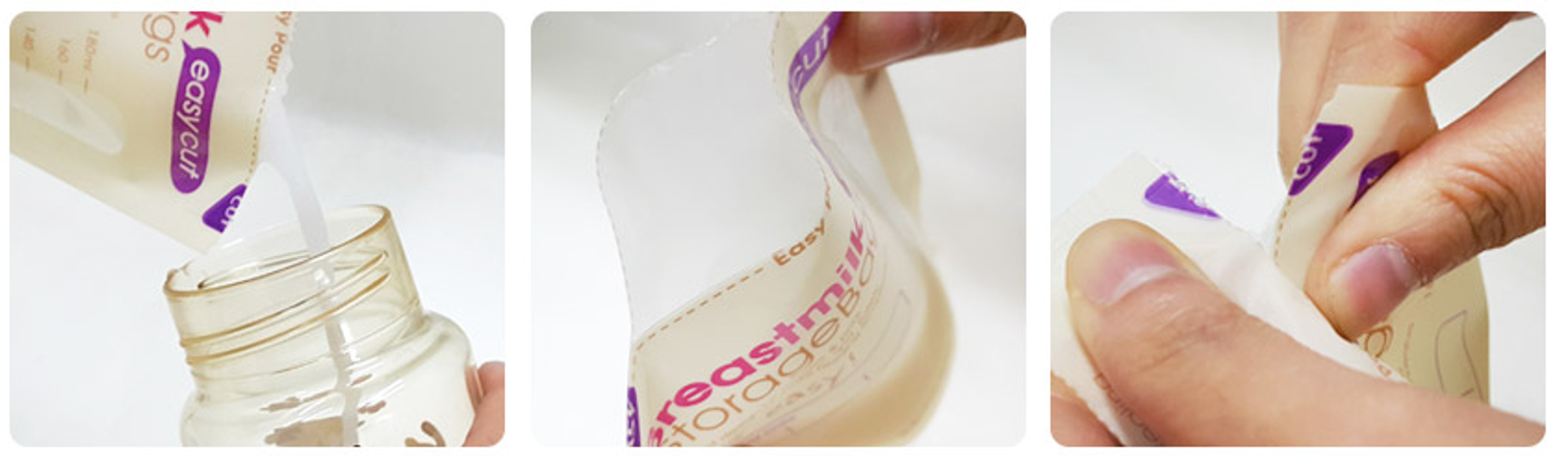 Túi trữ sữa MotherK cảm ứng nhiệt miệng cắt dễ dàng xé theo đường chỉ dẫn